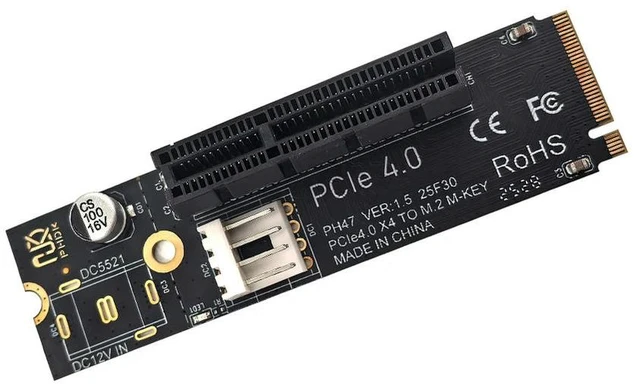 Main image of NGFF M.2 To PCI-E 4X Riser Card Compatible with X1 X4 X8 X16 PCI-e Interface SATA Power Riser Static Bag Packaging