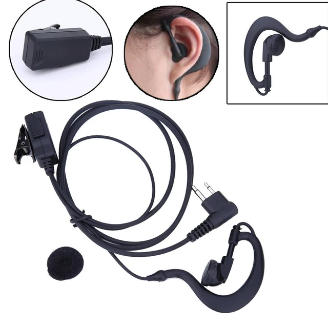 Alt view image 4 of 6 - 2-Pin Earpiece Headset Mic for Walkie Talkie Ear Hook Earpiece Replacement for CB Radio CP88 CP040 CP100 CP110