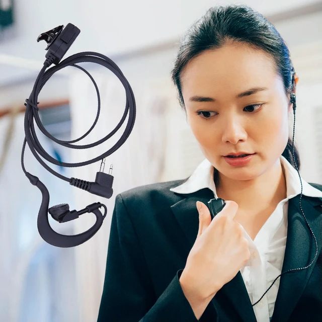 Alt view image 5 of 6 - 2-Pin Earpiece Headset Mic for Walkie Talkie Ear Hook Earpiece Replacement for CB Radio CP88 CP040 CP100 CP110