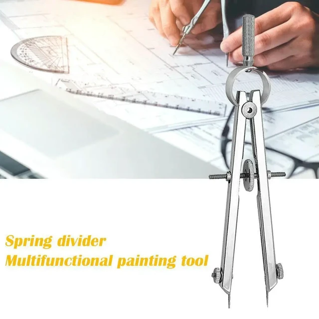 Alt view image 5 of 6 - Drafting Compass with Lock Math Compass Drawing l Geometry Scribe Gauge Bow Divider Engineering Drawing Tool