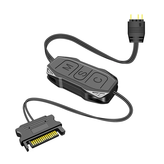 Alt view image 4 of 6 - COOLMOON AR-1 RGB Controller Cable 5V 3 Pin to SATA AURA ARGB Mini Control HUB