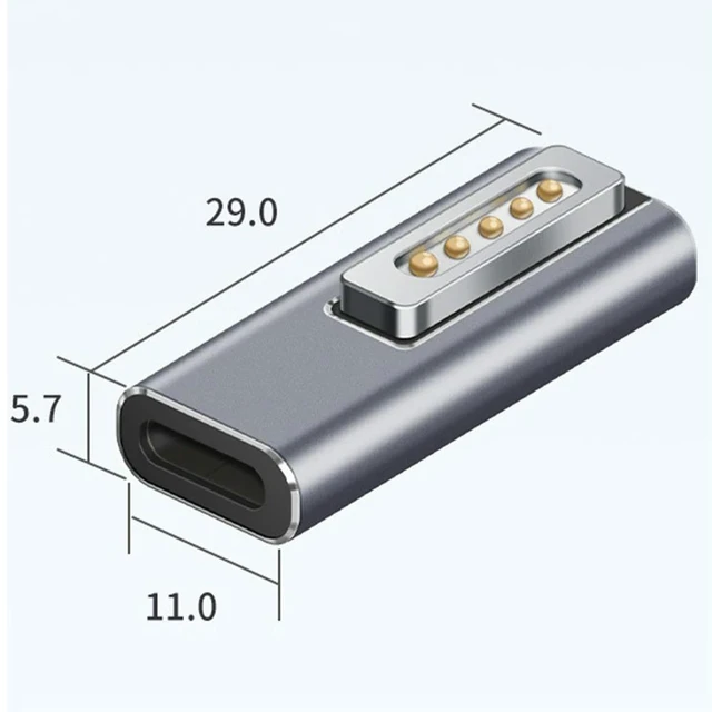 Alt view image 6 of 6 - Female Fast Charging Plug Converter Type C Female PD Adapter for Magsafe 2 MacBook Pro Magnet Plug Converter