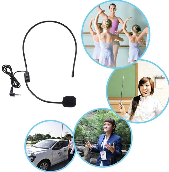 Alt view image 5 of 6 - 3.5mm Plug Guide Lecture Speech Headset Mic Voice Amplifier Wired Headset Microphone Lightweight Over Head for Teachers
