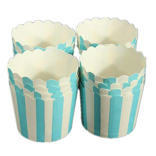 Alt view image 2 of 2 - 50 X Cupcake Wrapper Paper Cake Case Baking Cups Liner Muffin Dessert Baking Cup,Blue Striped