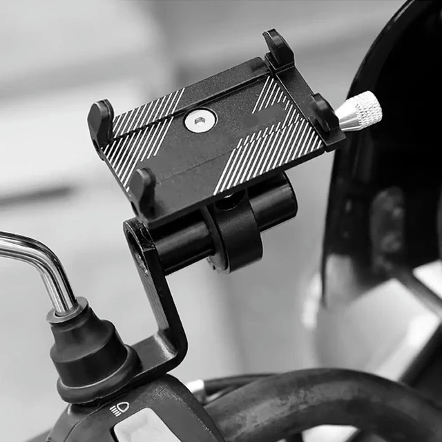 Alt view image 2 of 3 - Motorcycle Bike Phone Holder Stand Rearview Mirror Mount Extender Bracket Clamp