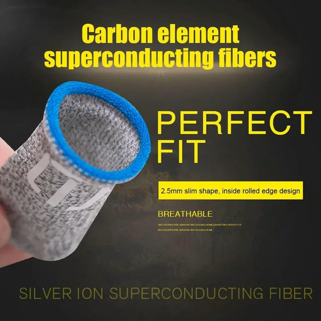 Alt view image 5 of 6 - 1Pair Finger Glove Fingertips Cot Fiber Gaming Finger Sleeves Breathable Fingertip Cover Thumb Gloves for PUBG Mobile Phone Game