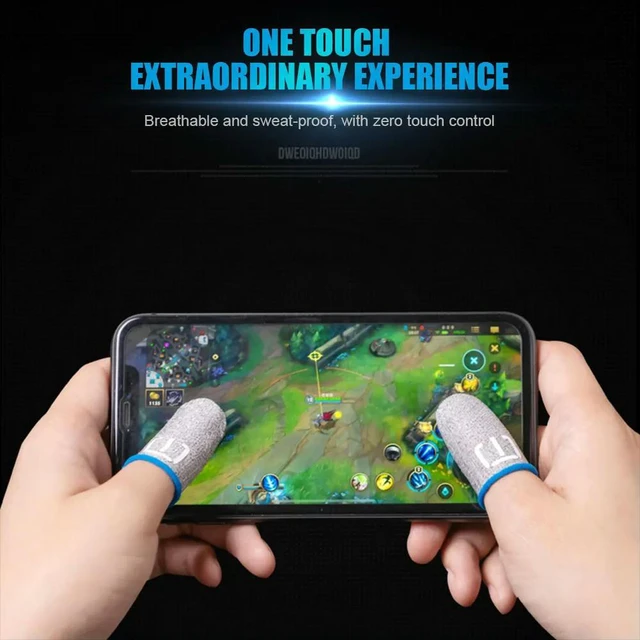 Alt view image 6 of 6 - 1Pair Finger Glove Fingertips Cot Fiber Gaming Finger Sleeves Breathable Fingertip Cover Thumb Gloves for PUBG Mobile Phone Game