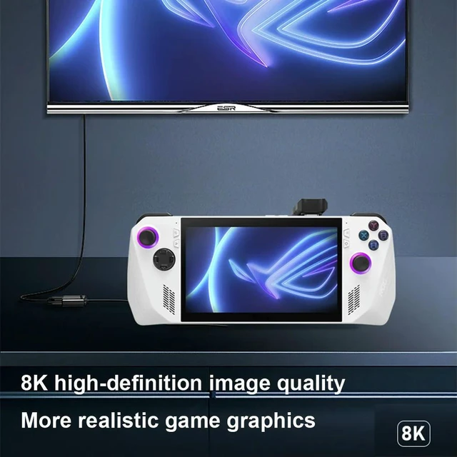 Alt view image 5 of 6 - USB-C Male To USB-C Female Adapter USB-C To USB-C Adapter PD140W 8K@60Hz 180 Degree U-shaped for Rog Ally/NS Switch Console