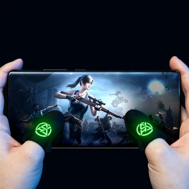 Alt view image 6 of 6 - 1 Pair Sensitive Touch Screen Thumb Sleeve Breathable Sweat Proof Luminous Finger Thumb Sleeve Gloves Anti Slip for PUBG Mobile