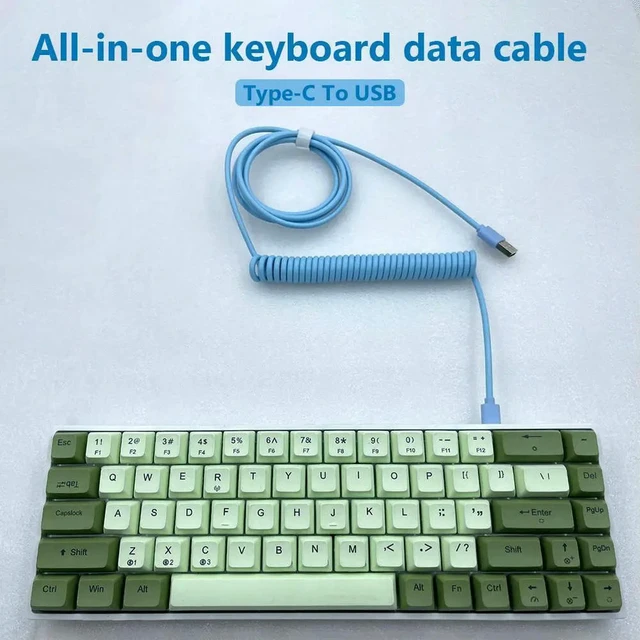 Alt view image 5 of 6 - Mechanical Keyboard Data Cable Type-C to USB Coiled Spring Aviator Wire Desktop Computer Gaming Keyboard Aviation Connector Cord