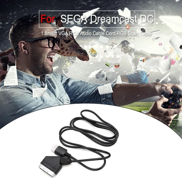 Main image of Scart Cable 1.8m/6ft TV AV Lead RGB Scart Cable Replacement Image Definition Improvement for Dreamcast DC