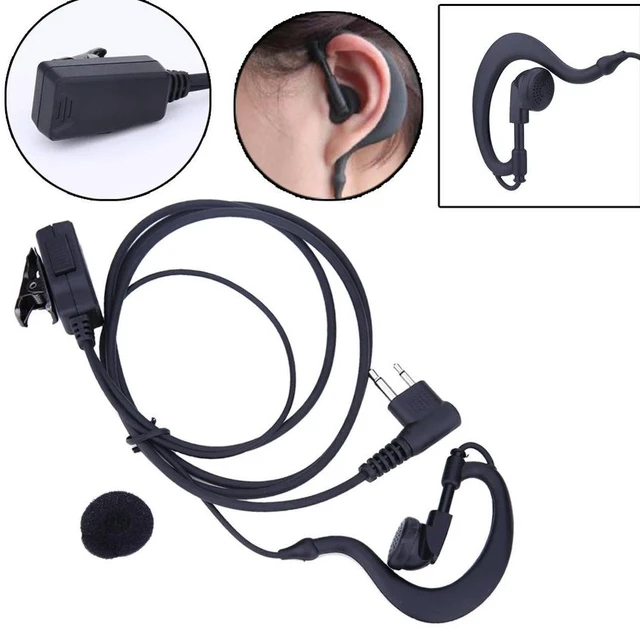 Main image of 2-Pin Earpiece Headset Mic for Walkie Talkie Ear Hook Earpiece Replacement for CB Radio CP88 CP040 CP100 CP110
