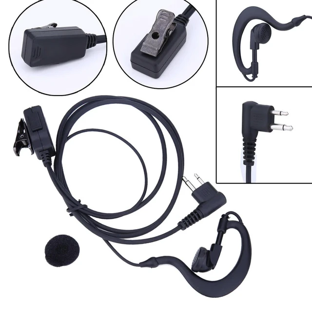 Alt view image 3 of 6 - 2-Pin Earpiece Headset Mic for Walkie Talkie Ear Hook Earpiece Replacement for CB Radio CP88 CP040 CP100 CP110