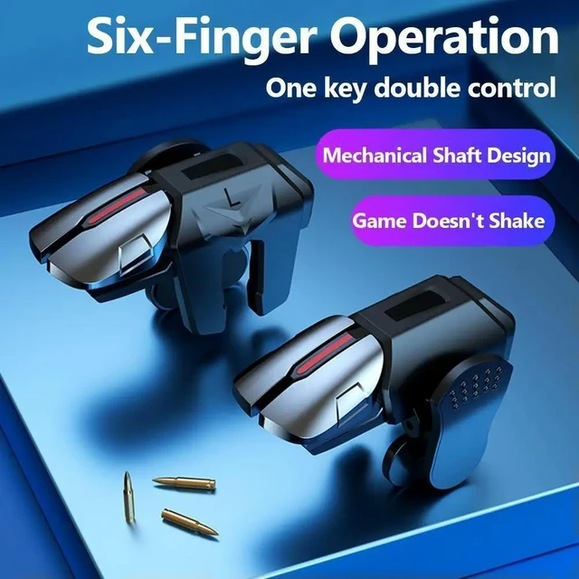 Main image of 2Pcs 6 Finger Game Controller Gaming Aim Shooting Trigger Button for PUBG Mobile Kids Holiday Birthday Gifts