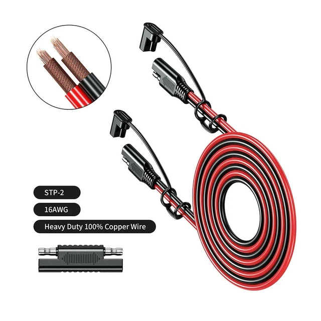 Alt view image 2 of 3 - Charging Cable SAE To SAE 12V-36V Quick Disconnect Extension Cable 16AWG Automotive Extension Cable Waterproof