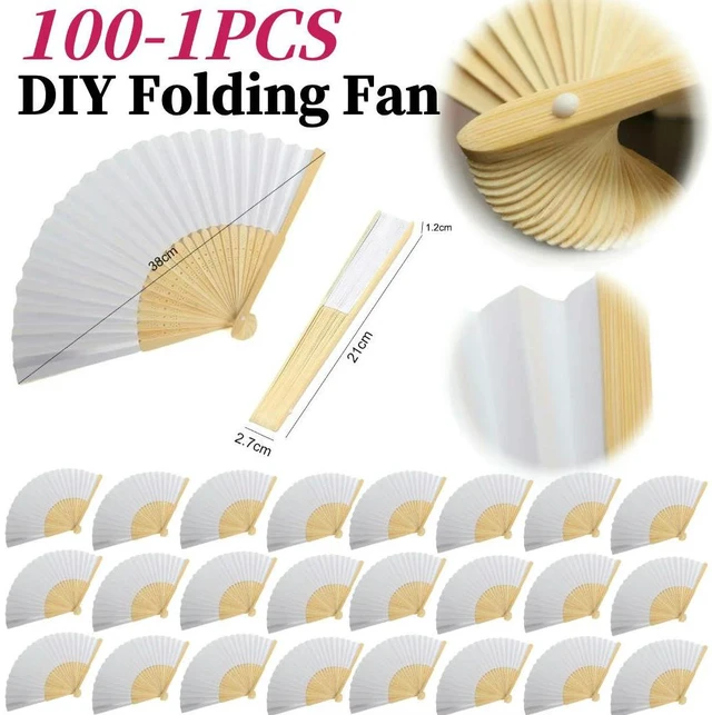 Main image of Blank White DIY Paper Decorative Fans Hand Practice Hand Held Fan Personalized Elegant Creative for Calligraphy Drawing