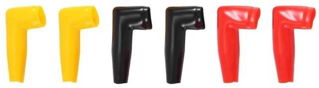 Alt view image 3 of 3 - 6pc Electric Guard Motor Winch Cable Terminal Boot Rubber Cover Black+Red+Yellow