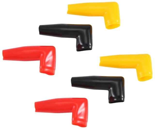 Alt view image 2 of 3 - 6pc Electric Guard Motor Winch Cable Terminal Boot Rubber Cover Black+Red+Yellow