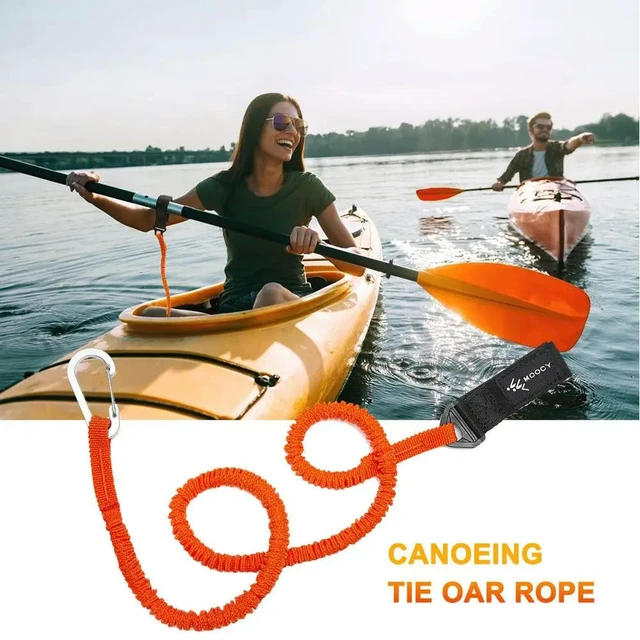 Alt view image 2 of 3 - 1pc Anti-lost Kayak Paddle Leash with Safety Hook Coiled Lanyard Heavy-duty Nylon Canoe Tie Rope Boat Accessories