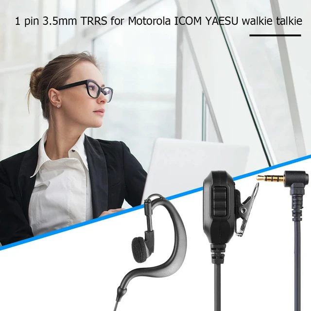 Alt view image 2 of 3 - 1Pin Earphone Earpiece Headphone with PTT Mic Earphone Walkie Talkie Headset Privacy Accessories for ICOM YAESU Radio
