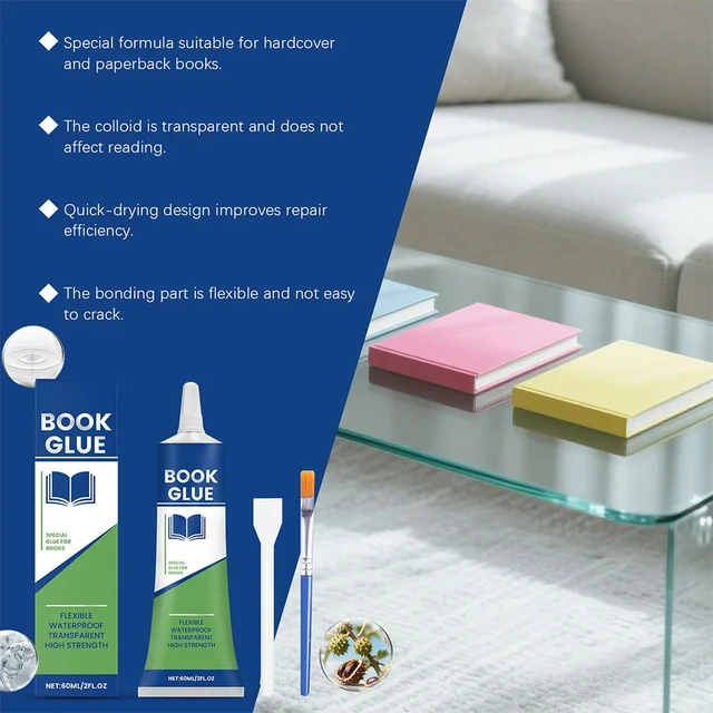 Alt view image 3 of 3 - Clear Book Adhesive with Brush Transparent Book Binding Adhesive Quick-Drying Repair Glue for Envelopes Postcards Paper Craft