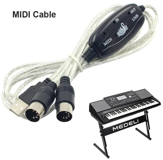 Main image of Professional MIDI Cable Electronic Keyboard Adapter Cord USB IN-OUT PC to Music Musical Enjoyable Instrument Supplies