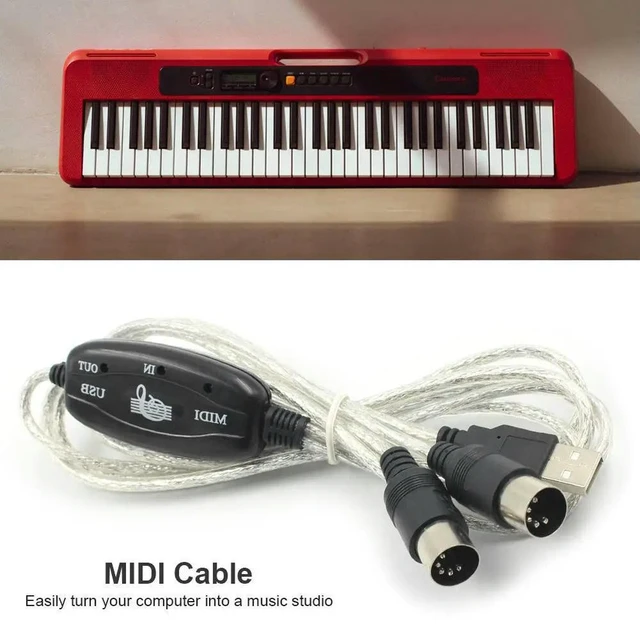 Alt view image 2 of 3 - Professional MIDI Cable Electronic Keyboard Adapter Cord USB IN-OUT PC to Music Musical Enjoyable Instrument Supplies