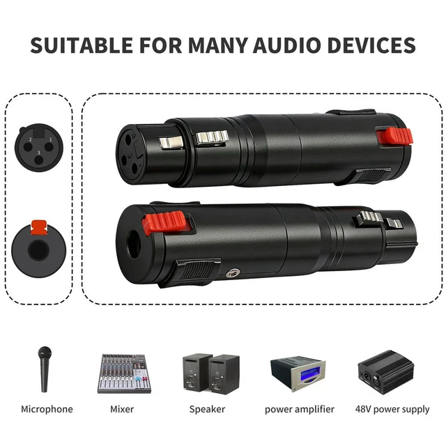 Alt view image 3 of 3 - 1/4 TRS Female To 3Pin XLR Female Adapter Microphone Cable Connectors Connector Adapter for Microphone DMX Mixer Speaker