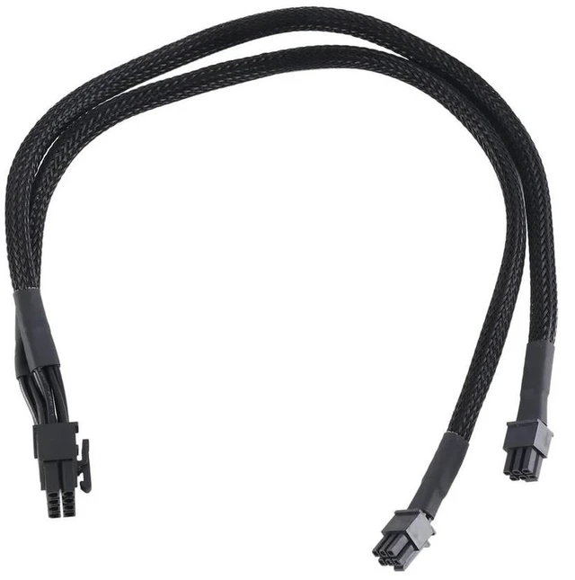 Main image of Dual Mini 6 Pin to 8 Pin PCI Express Video Card Power Adapter Sleeved Cable for Mac Pro Tower/Power Mac G5 15-Inches