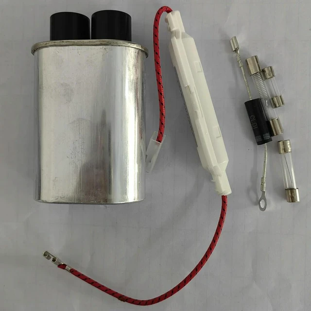 Alt view image 2 of 3 - For Microwave Oven Capacitor Parts High Voltage Capacitor + Power Fuse + Diode + High Voltage Fuse Microwave Oven Accessories