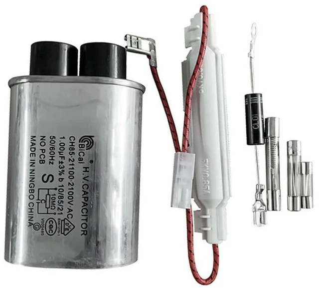 Main image of For Microwave Oven Capacitor Parts High Voltage Capacitor + Power Fuse + Diode + High Voltage Fuse Microwave Oven Accessories