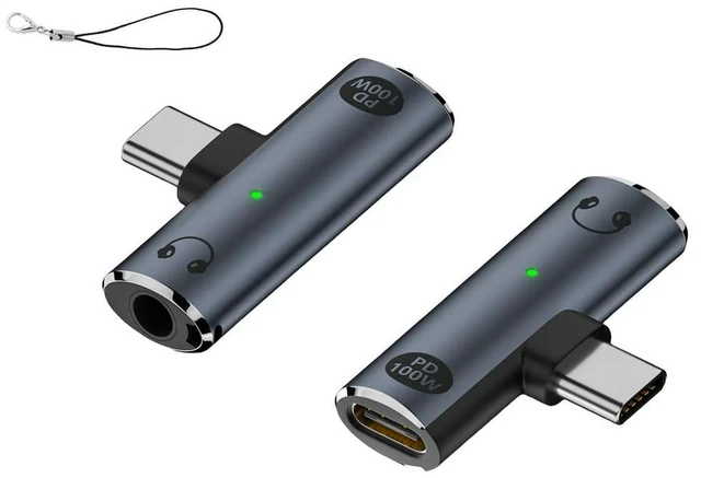 Alt view image 2 of 2 - 2 in 1 USB Type C To 3.5mm Headphone and Charger Adapter PD 100W Earphone Splitter Type C Adapter for 15 16