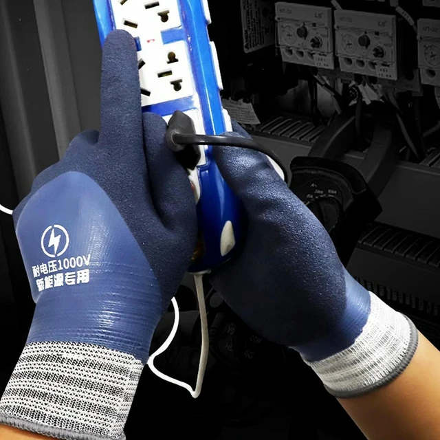 Alt view image 3 of 3 - Voltage Resistant Electrician Gloves Rubber Work Gloves Electrician Insulating Gloves for Electricians Prevent Shock