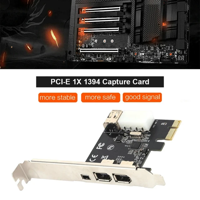 Alt view image 2 of 3 - PCI-E 1X to 16X 1394 DV Video Capture Card with 6 Pin to 4 Pin Firewire Adapter Desktop Computer 3 Port Accessory