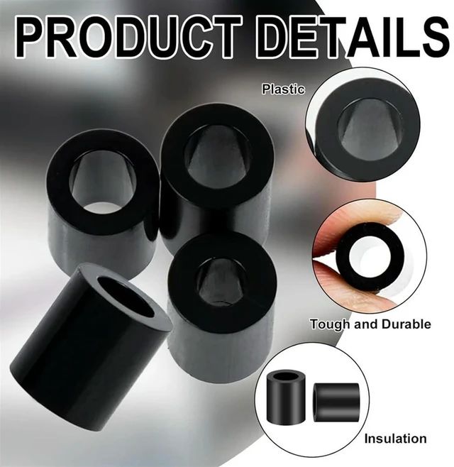 Alt view image 2 of 3 - Nylon Sps, Plastic Sps Washers Assortment Kit, 345 Pcs Electrical Outlet Screw Sps, M3 M4 Black Round Sp