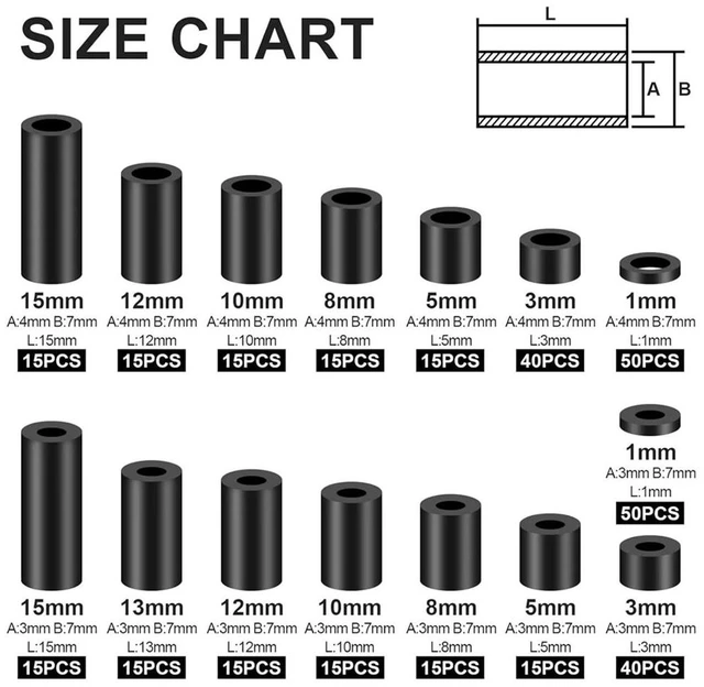 Alt view image 3 of 3 - Nylon Sps, Plastic Sps Washers Assortment Kit, 345 Pcs Electrical Outlet Screw Sps, M3 M4 Black Round Sp