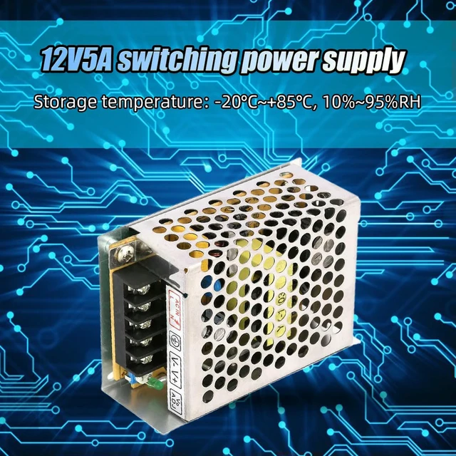 Alt view image 2 of 3 - 12V 5A Switching Power Supply 60W Switch Power Supply 220 AC To 12V DC for LED Strip