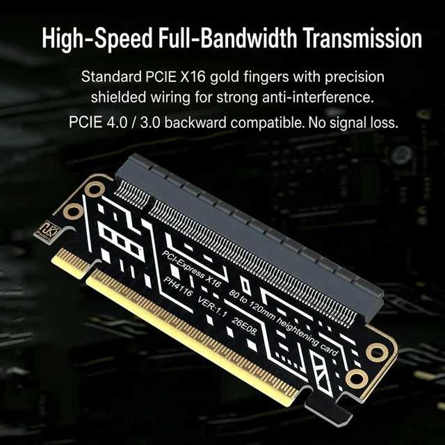 Alt view image 3 of 3 - PCIE 4.0 Riser Cable for 1U / 2U Server Case High Speed Graphics Card Extension Cable Extension Cards Adapter Riser for ITX Case
