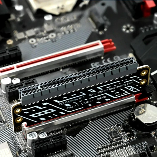 Alt view image 2 of 3 - PCIE 4.0 Riser Cable for 1U / 2U Server Case PCIe 4.0 X16 High Speed Flexible Extender Card Extension Cards Adapter Riser