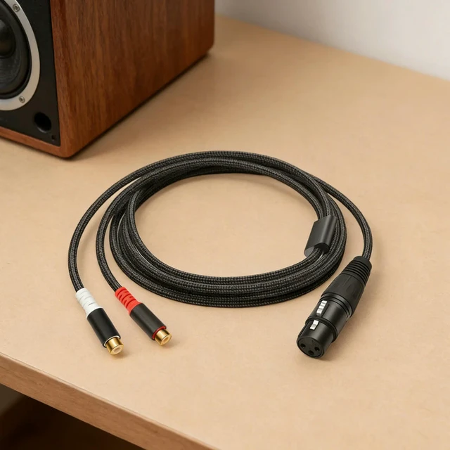 Alt view image 3 of 3 - 3 Pin XLR Female To RCA Female Y Splitter Micrphone Cable Parallel Connection Adapter Patch Cable for Speaker & Mic Unbalanced