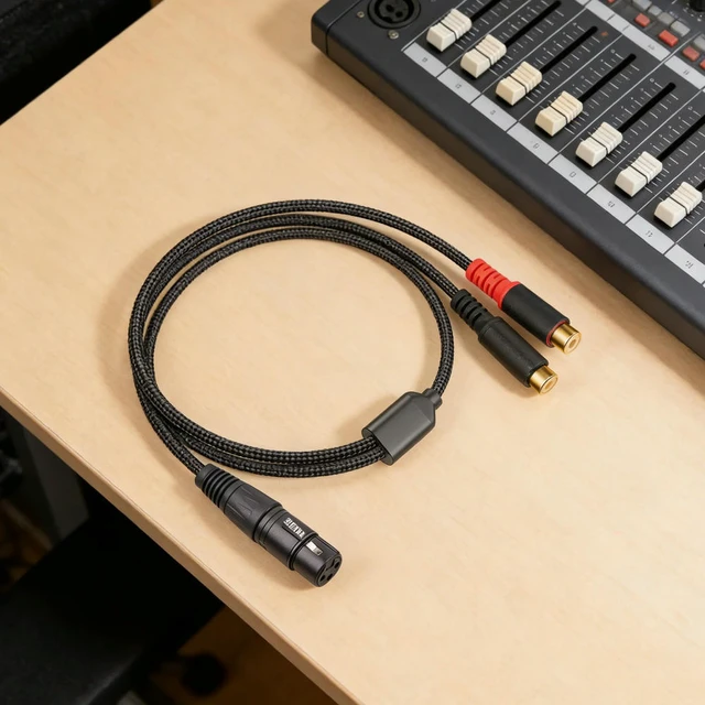 Alt view image 2 of 3 - 3 Pin XLR Female To RCA Female Y Splitter Micrphone Cable Parallel Connection Adapter Patch Cable for Speaker & Mic Unbalanced