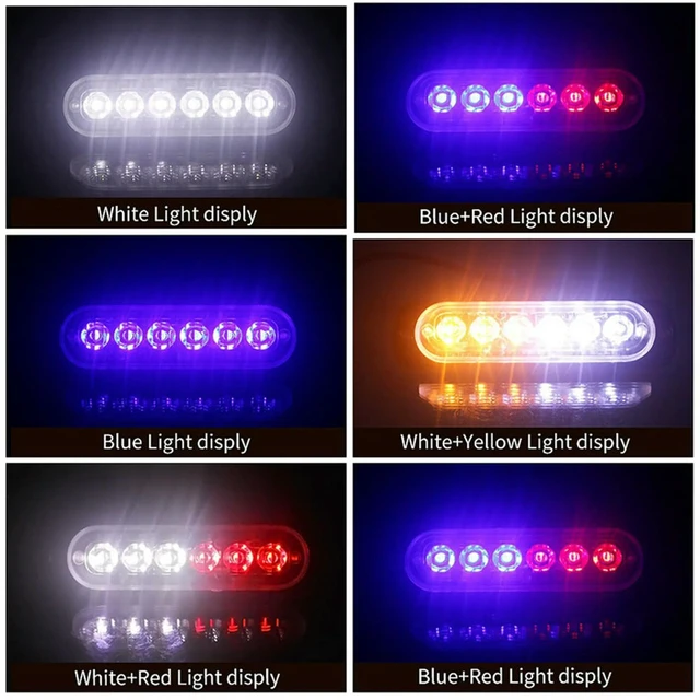 Alt view image 3 of 3 - 2X 12V-24V 6LED Light Flash Emergency Car Vehicle Warning Strobe Flashing Blue
