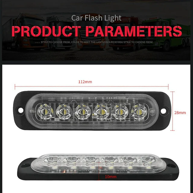 Alt view image 2 of 3 - 2X 12V-24V 6LED Light Flash Emergency Car Vehicle Warning Strobe Flashing Blue