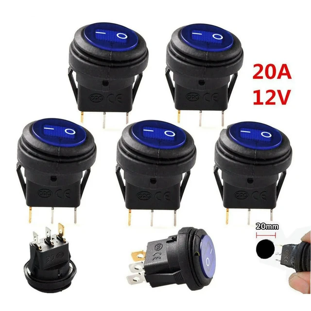 Alt view image 3 of 3 - 10 Pcs 12V 20A Waterproof Round On/Off Rocker Switch Car Auto Boat SPST
