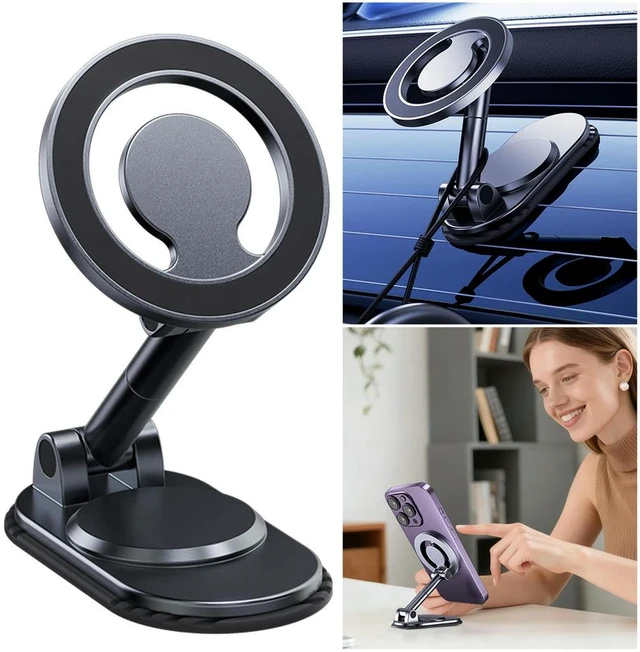 Main image of For Magsafe Magnetic Car Phone Holder 1080 Rotatable Phone Bracket Foldable Universal Fit for & Android phones