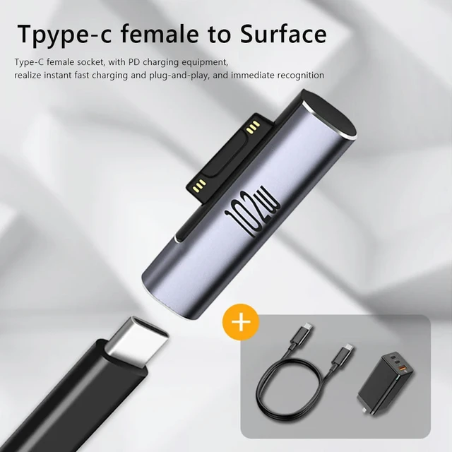 Alt view image 2 of 3 - Tablet Magnetic Charging Converter Laptop Notebook Charger Plug Connector for Microsoft Surface Pro X 8 7 6 5 4 3