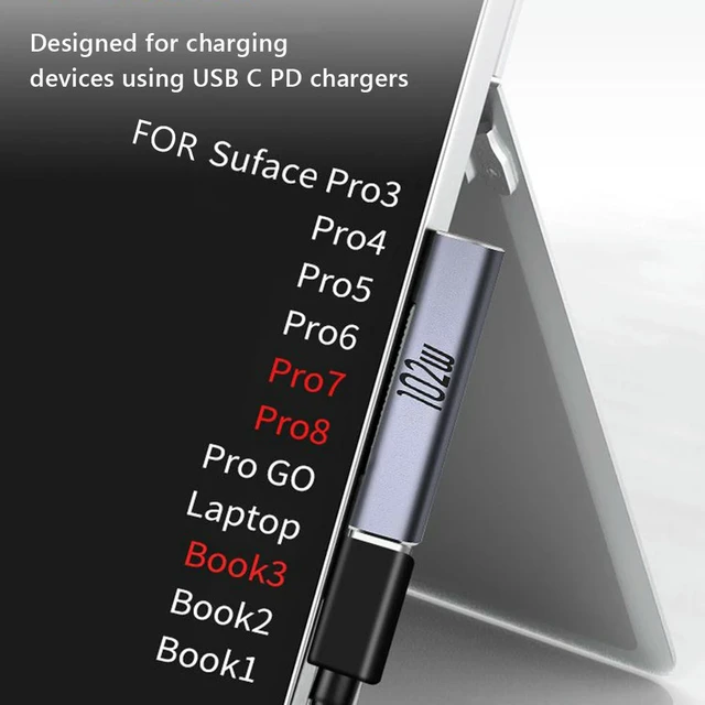 Alt view image 3 of 3 - Tablet Magnetic Charging Converter Laptop Notebook Charger Plug Connector for Microsoft Surface Pro X 8 7 6 5 4 3
