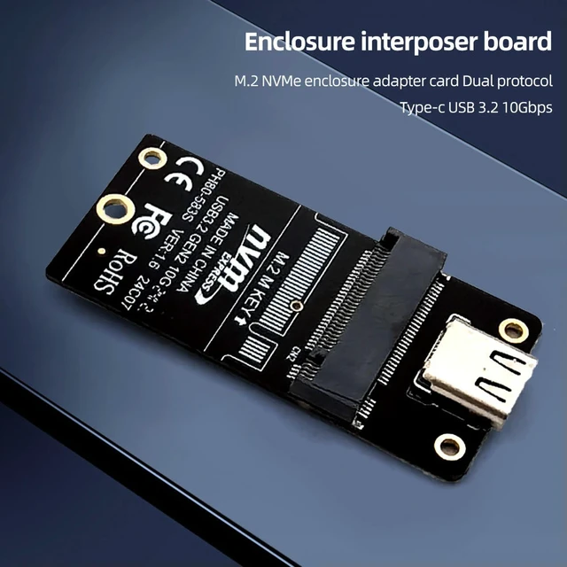 Alt view image 3 of 3 - M.2 To Type-C HDD Enclosure Interposer Board NVME Hard Disk Enclosure Adapter Card USB3.2 Support 2230 2242 2260 2280 Size SSD