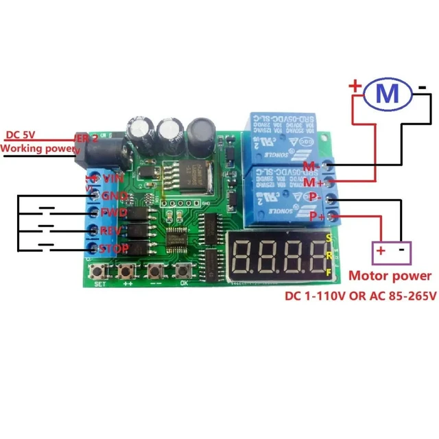Alt view image 3 of 3 - DC 5-24V Motor Forward Reverse Controller Time Relay Forward Reverse Control Limit Start Stop Switch for PLC Car Garage Door