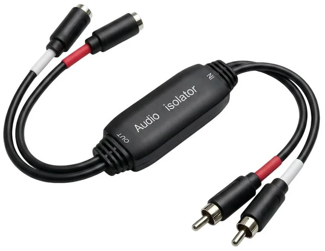 Main image of 2 Channel Car Audio Mini Noise Filter RCA Connectors Audio Hum Eliminator for Home Cars Retro Games TVs VCRs Mixers Using